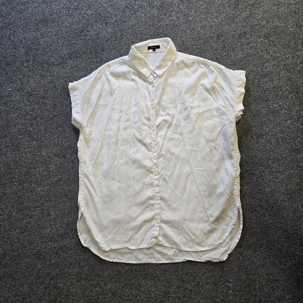 Quince Top Womens Size Medium White Vintage Wash Tencel Camp Shirt Casual Basic